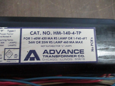 Advance Ballast HM-140-4-TP 120V 60Hz New Surplus