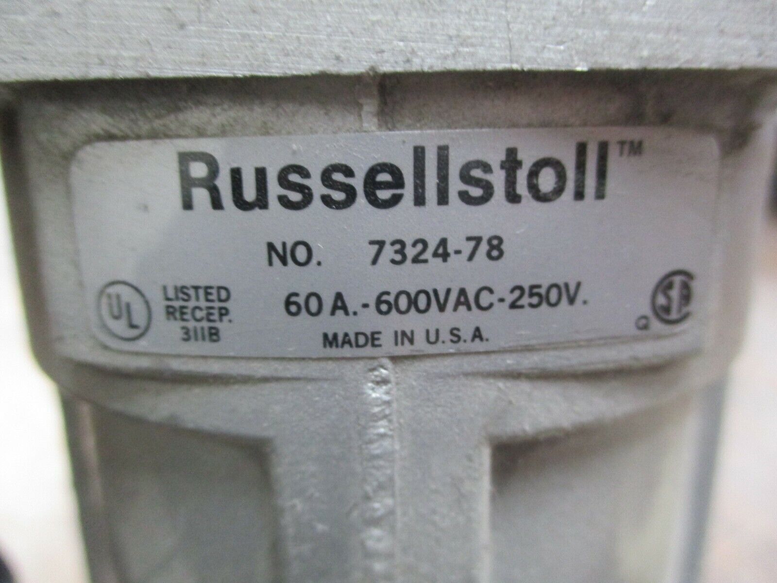 Russellstoll Connector 7324-78 60A 600V 3P 4W Used