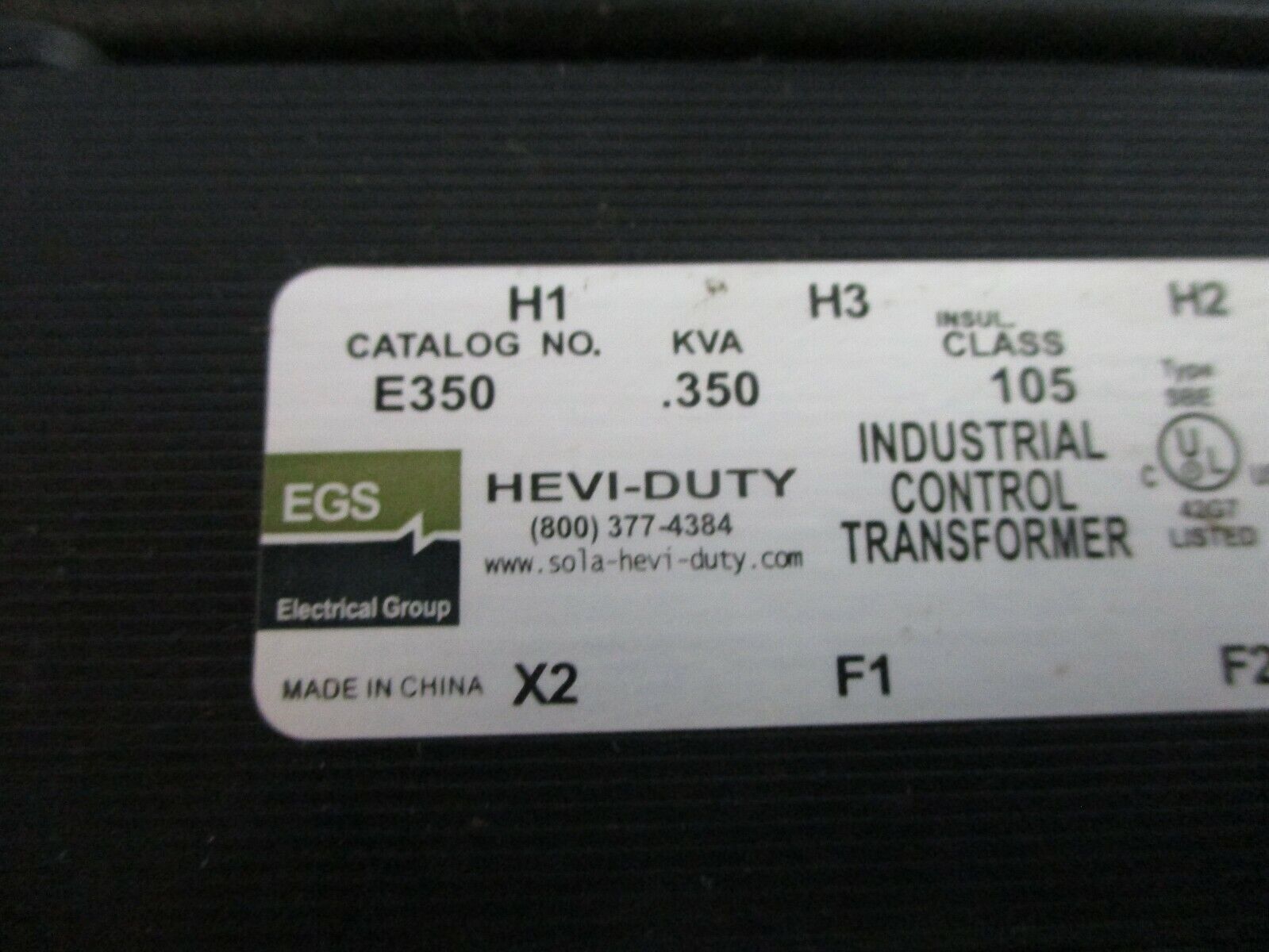 Hevi-Duty Control Transformer E350 0.350kVA Pri: 240/480V Sec: 120V 50/60Hz Used