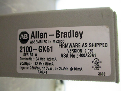 Allen-Bradley DeviceNet Comm Module 2100-GK61 FRN: 2.080 Series A Used