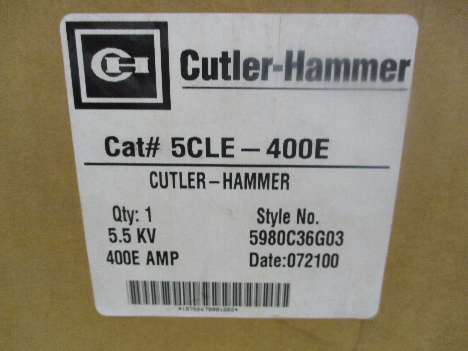 Cutler-Hammer Medium Voltage Fuse 5CLE-400E 5.5KV 400E New Surplus