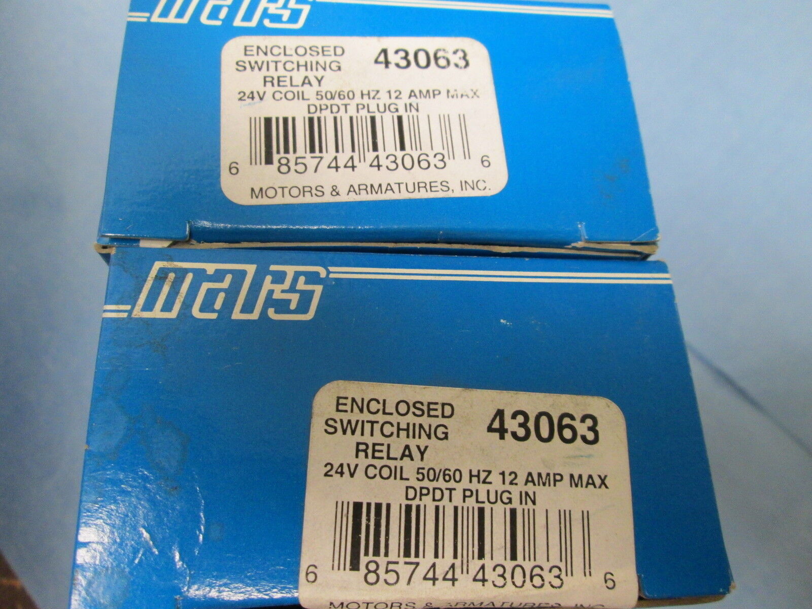 Mars Enclosed Switching Relay 43063, 24v coil 12amp, Lot of 2