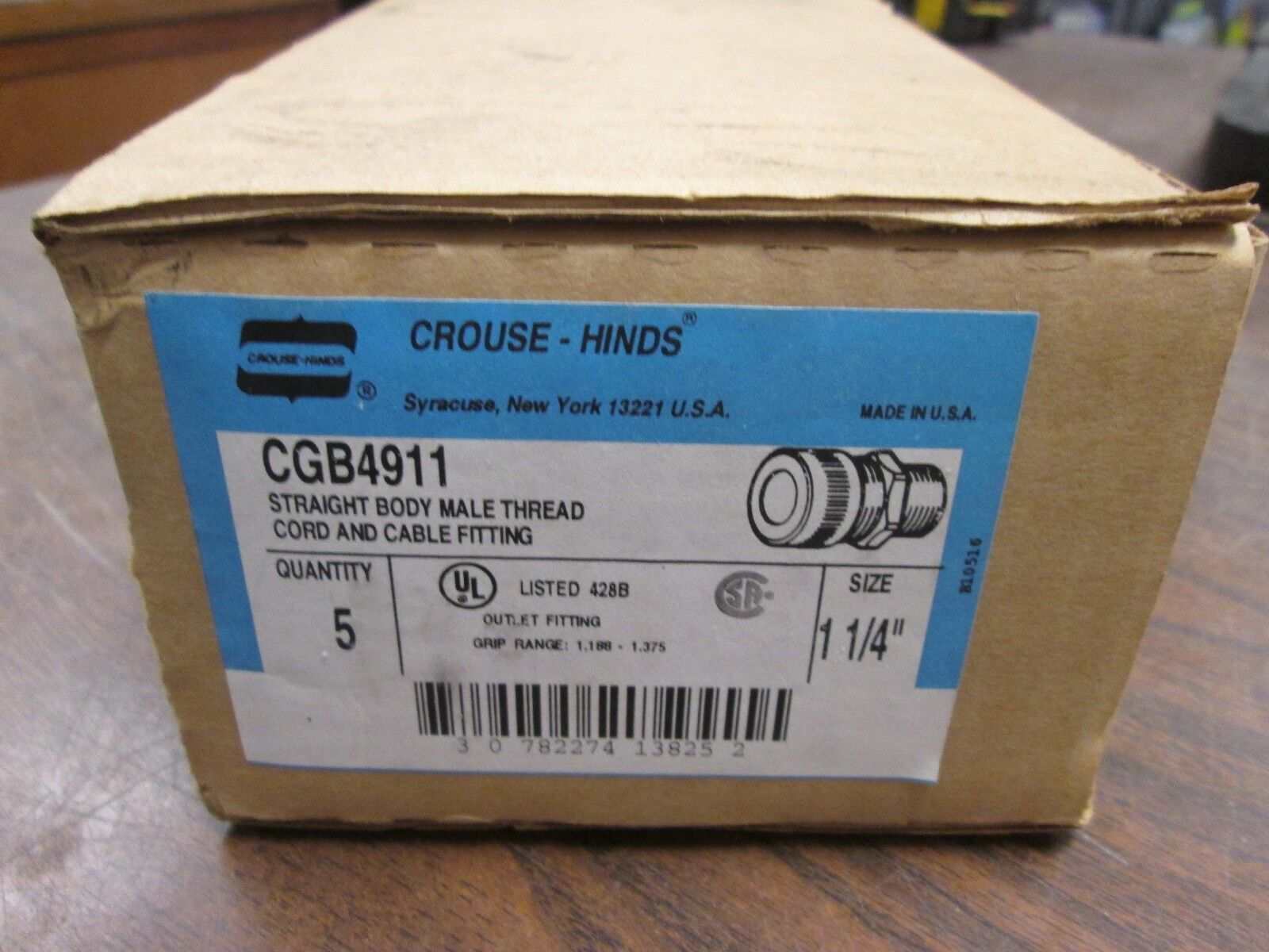 Crouse-Hinds Male Thread Cord Grip CGB4911 Size 1-1/4" *Box of 5* New Surplus