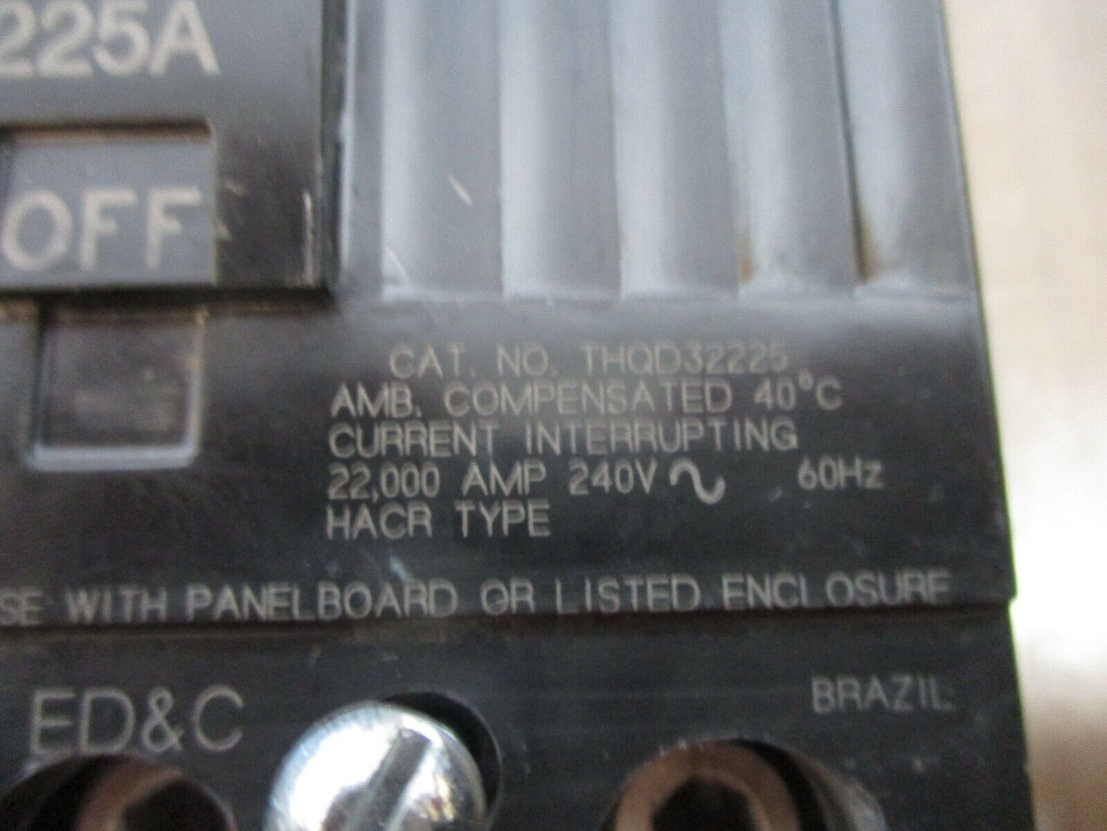 GE Circuit Breaker THQD32225 225A 240V 3P Used