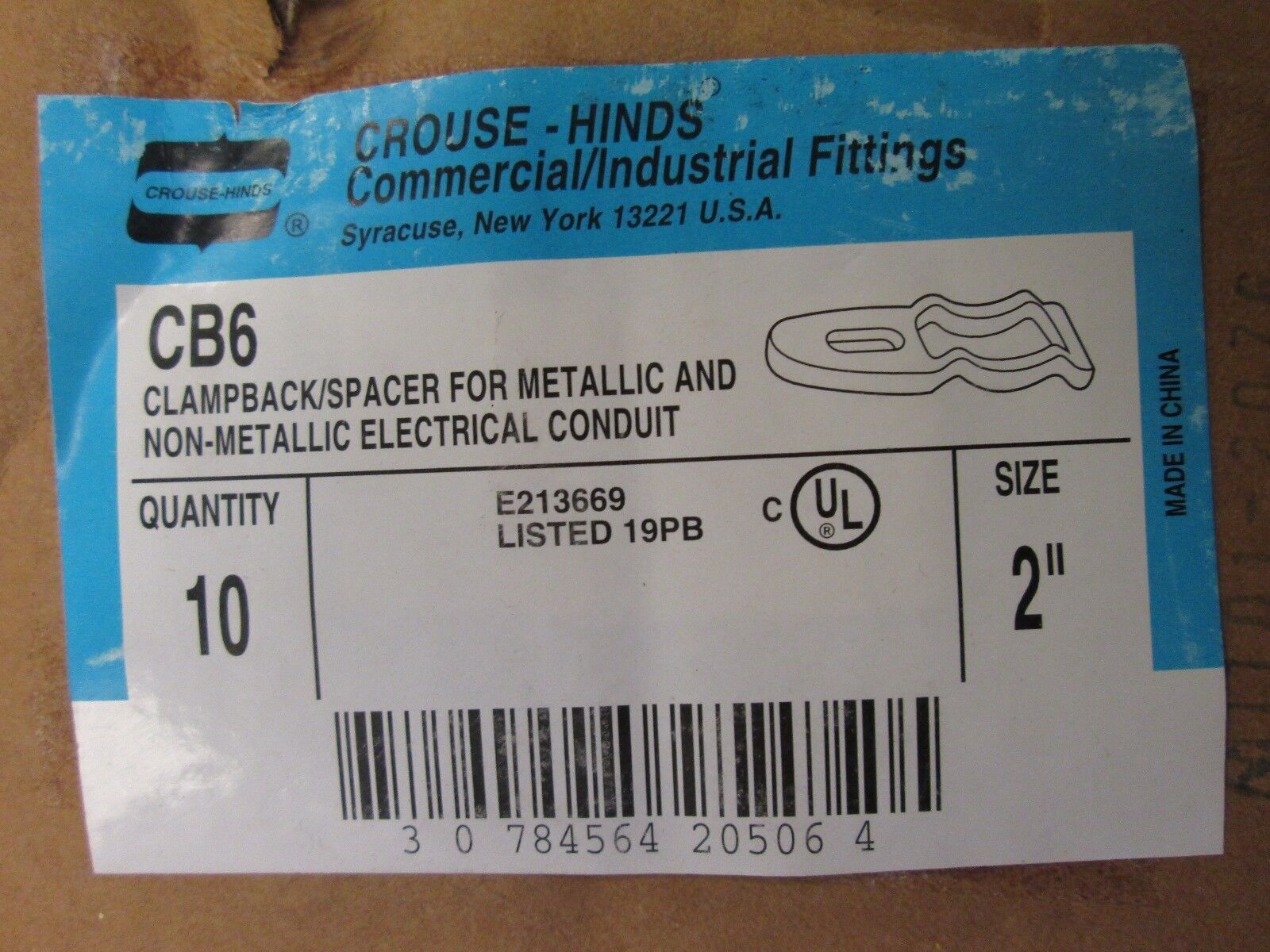 Crouse-Hinds Clampback CB6 Size 2" *Box of 10* New Surplus