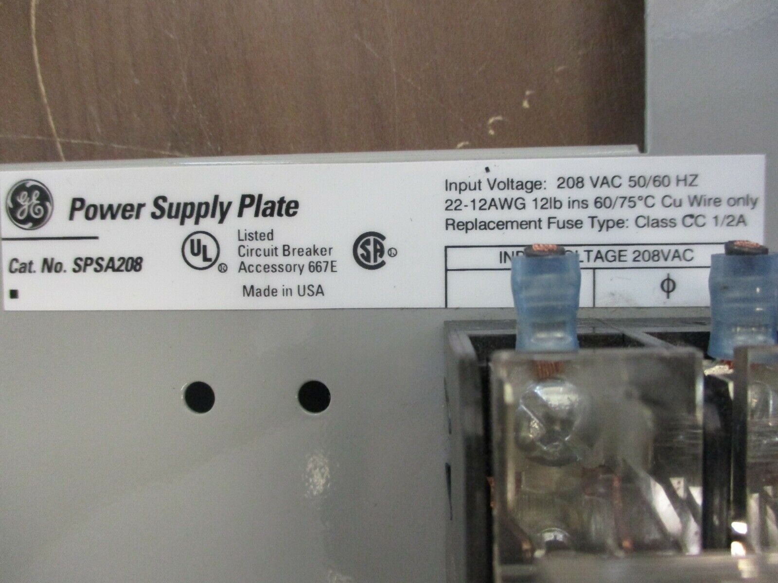 GE Power Supply Plate SPSA208 208V 50/60Hz Used