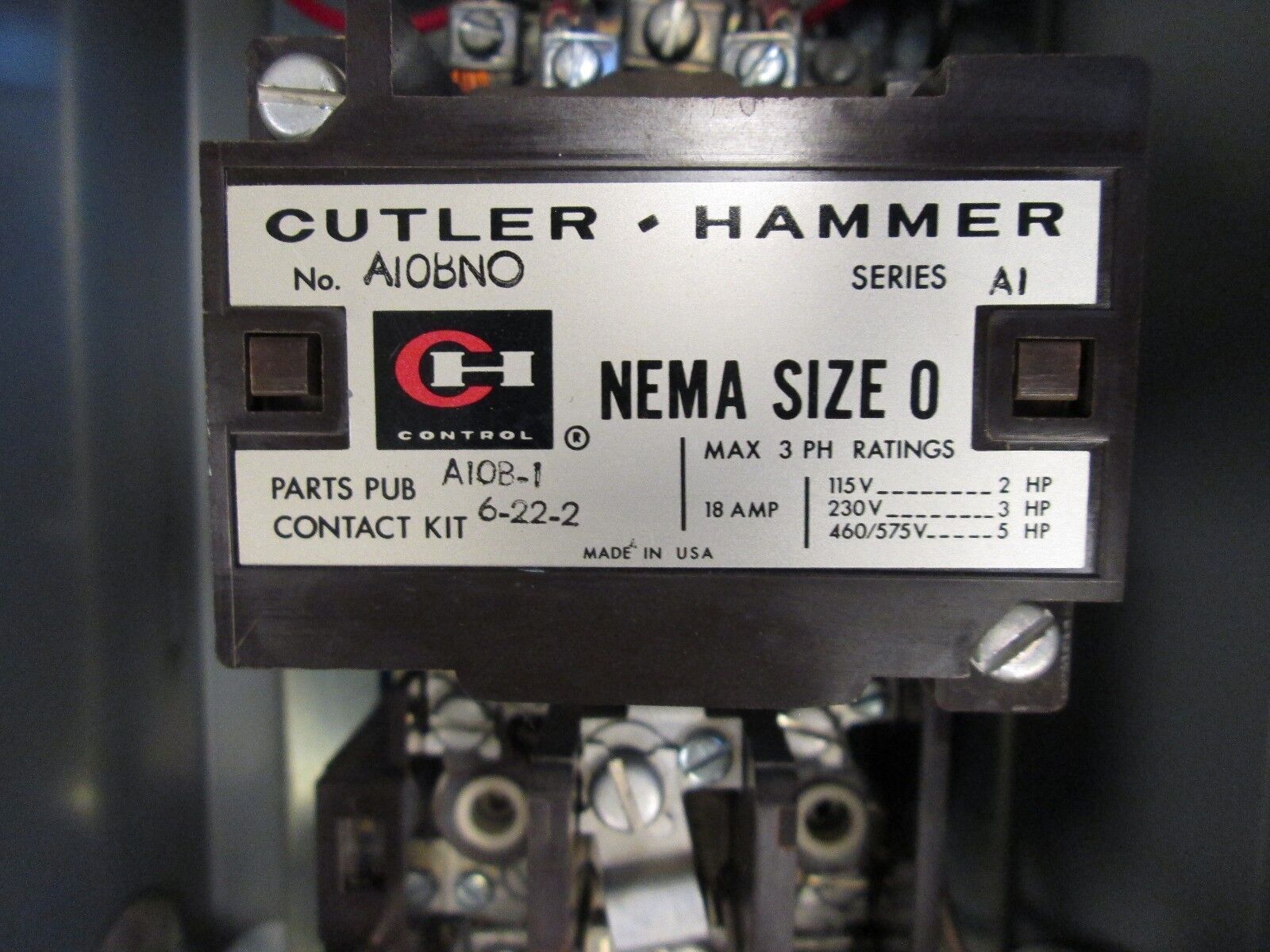 Cutler-Hammer Fusible Combination A10BNO Size 0 18A 3Ph Used