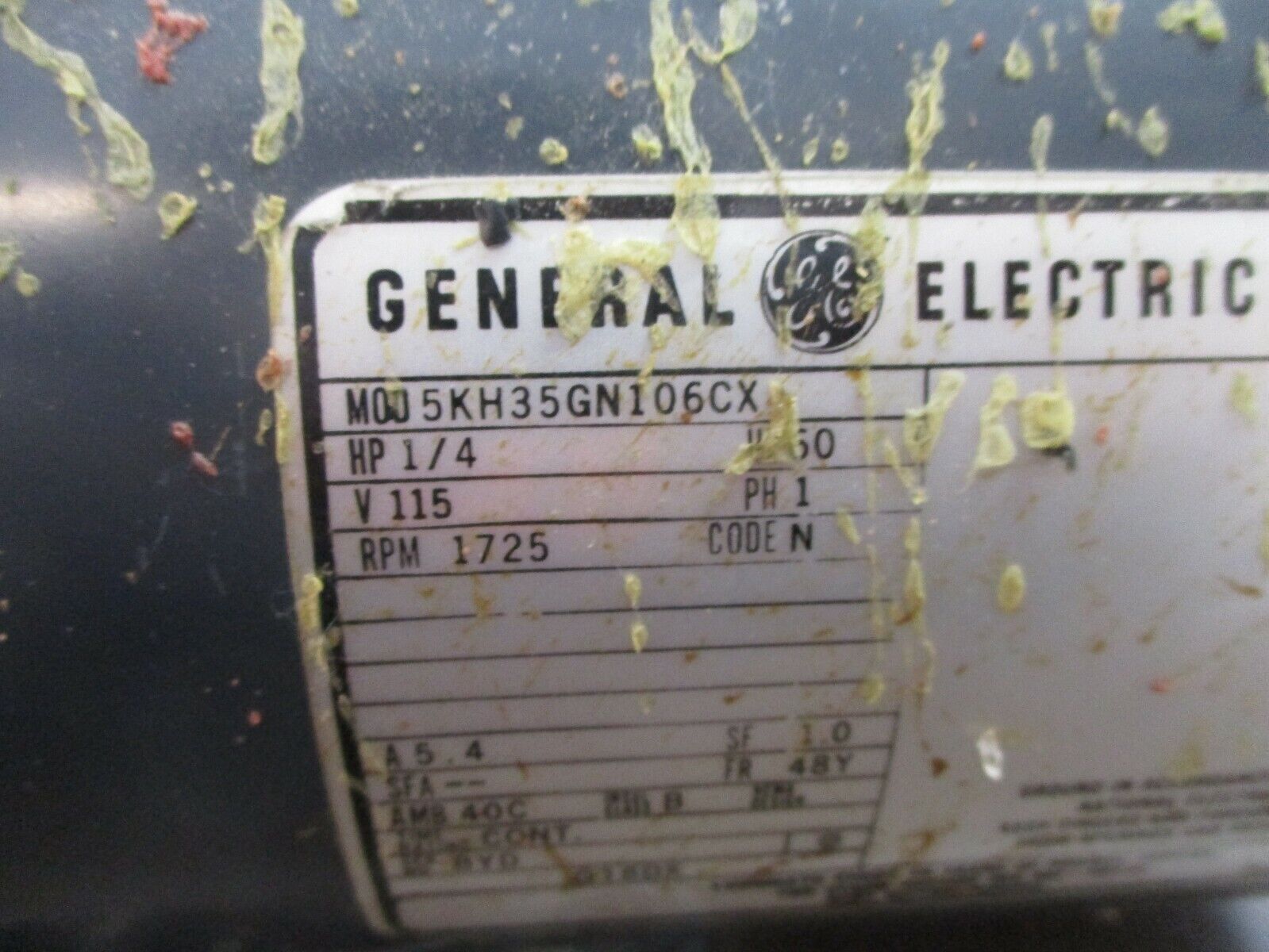 Dayton / GE Speedaire Compressor 5KH35GNI06CX 1/4HP 1800RPM 115V 1Ph Used