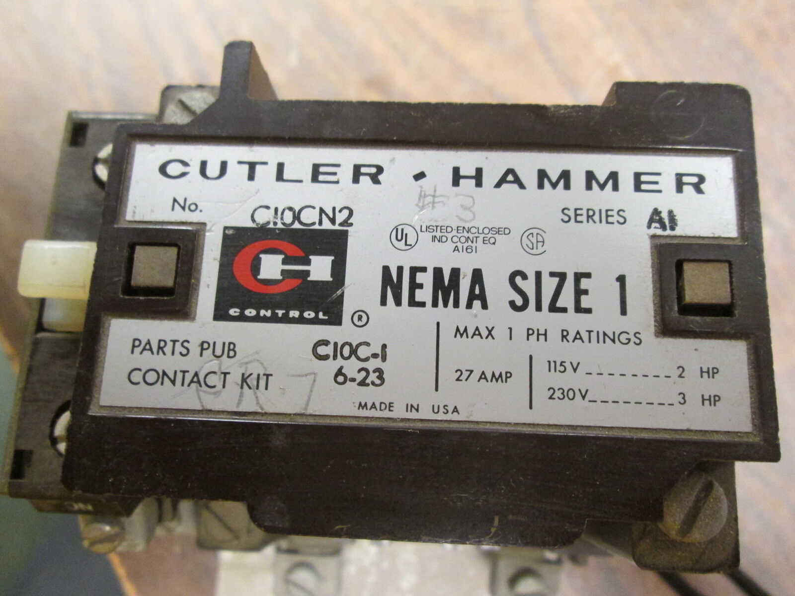Cutler-Hammer Size 1 Contactor C10CN2 120V Coil 27A Used
