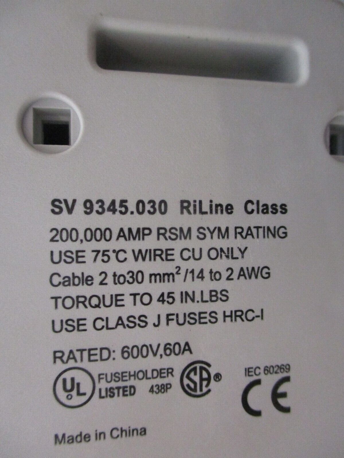 Rittal Fuseholder SV 9345.030 60A 600V 3P Used