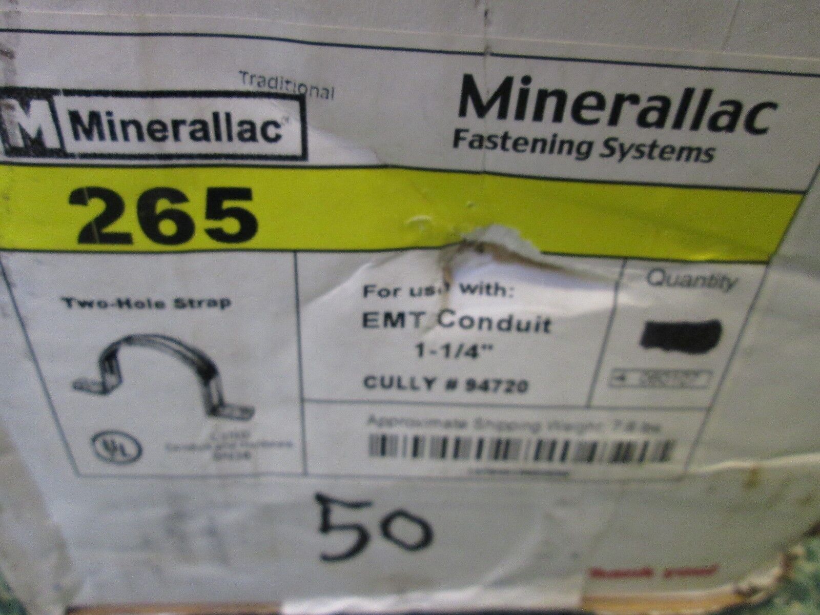 Minerallac Two-Hole Strap 265 *Box of 100* Size 1-1/4" New Surplus