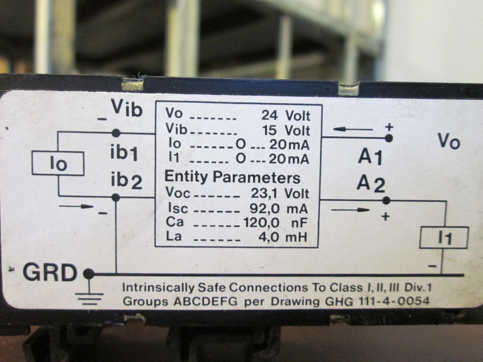 Crouse-Hinds Repeater Barrier RB2 0016R 0-20mA 250Vrms Used