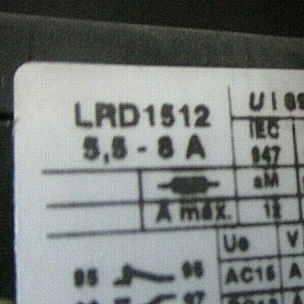 Schneider Electric Starter LC1D09 / LRD1512 120V Coil Trip: 5.5-8A 600V Used
