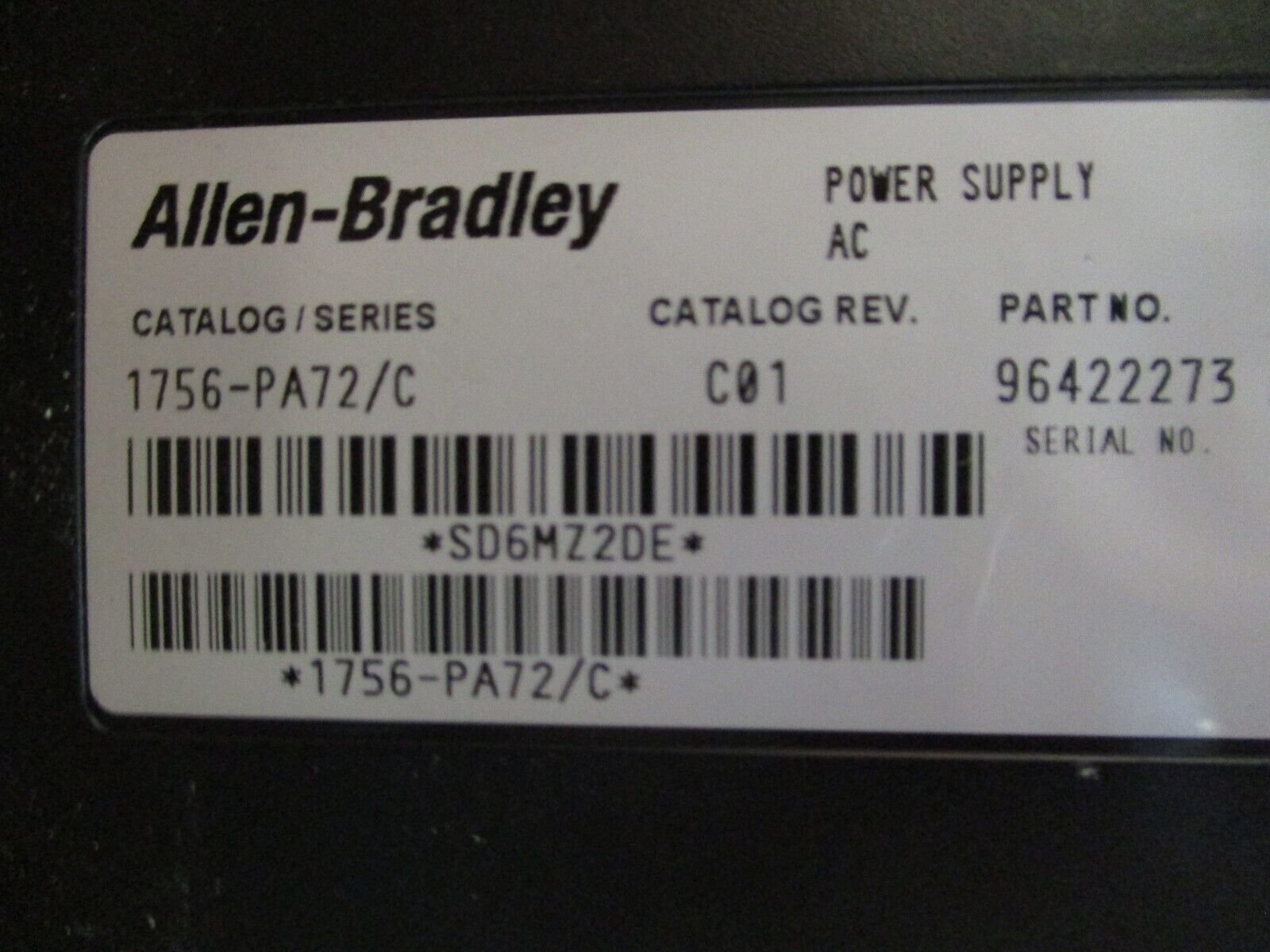 Allen-Bradley 13-Slot Chassis w/ Power Supply 1756-A13B / 1756-PA72C PS Rev. C01