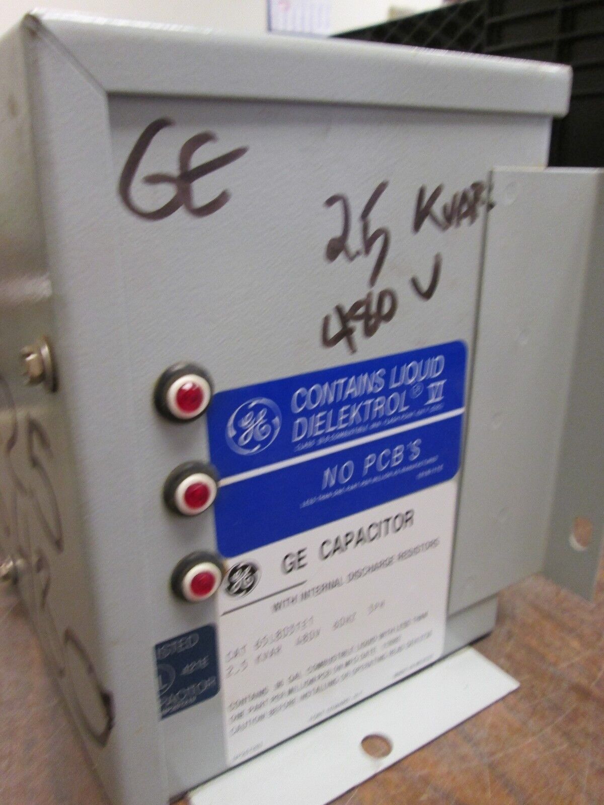 GE Capacitor 65L803TE1 2.5KVAR 480V 60Hz 3Ph Used