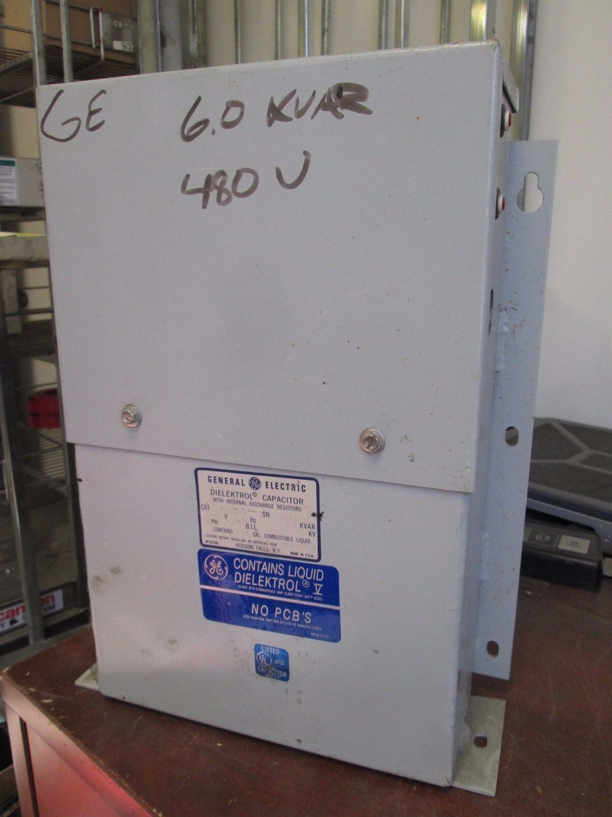 GE Dielektrol Capacitor 65L320SD 6 KVAR 480V 60Hz 3Ph Used