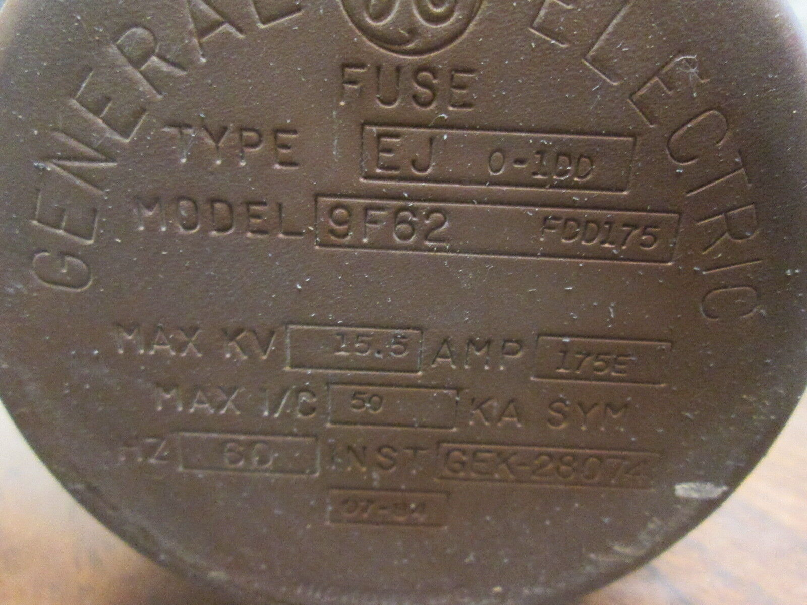 GE Type EJO-1DD Fuse 9F62 FDD175 175E 15.5KV 60Hz Used