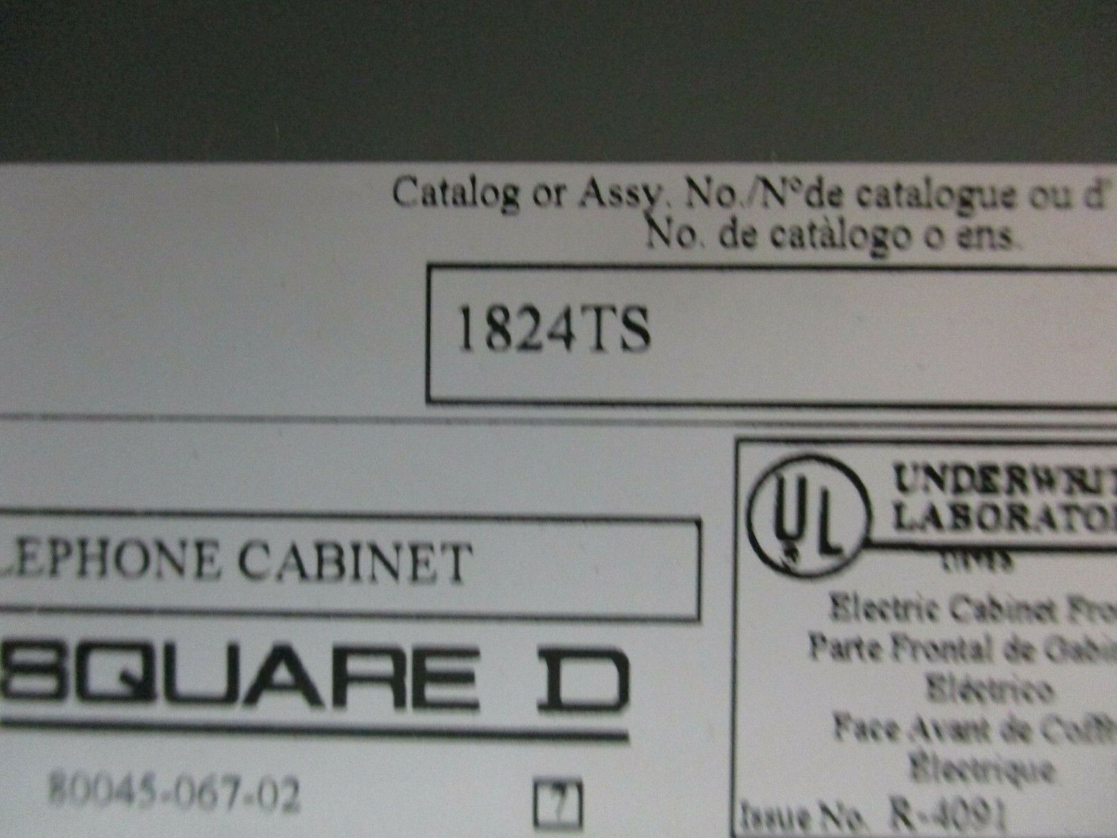 Square D Telephone Cabinet Box Cover 1824TS Ser. 3 For 24x18" Box New Surplus