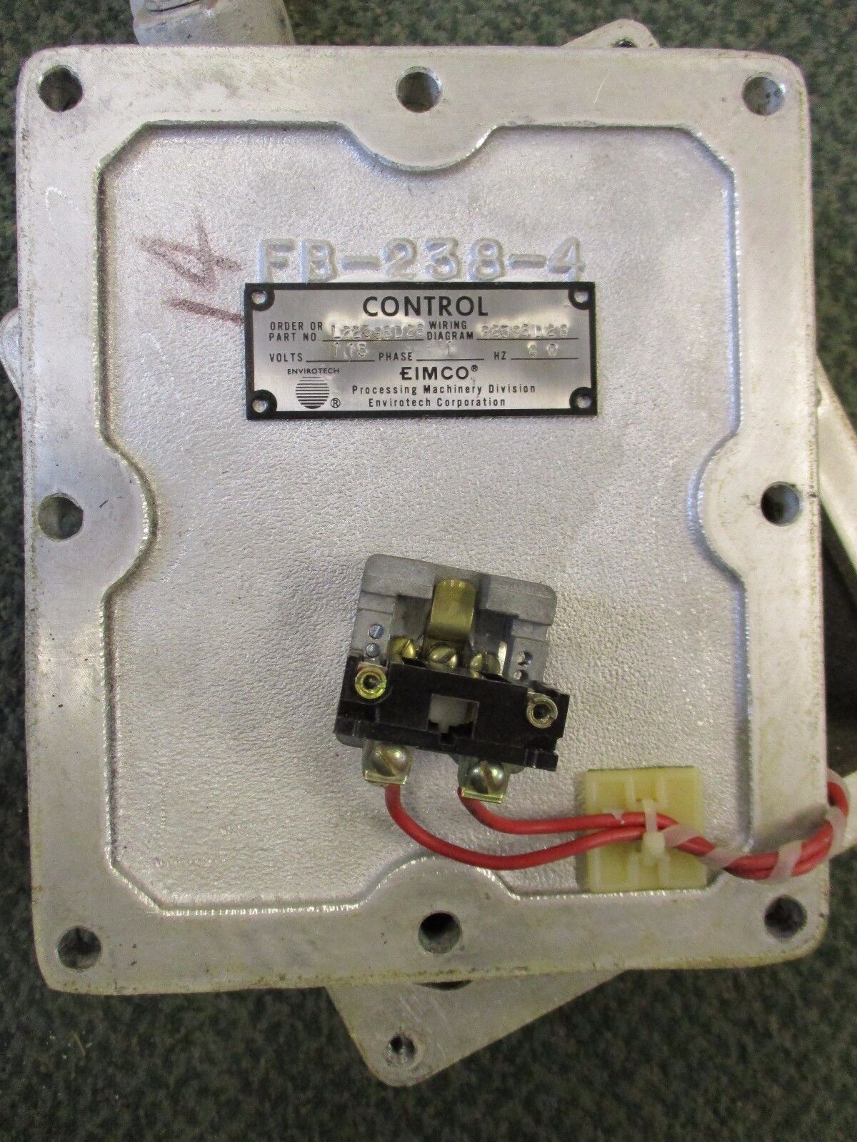 Eimco Explosion Proof Control Box w/ Button L22396D26 115V 1Ph 60Hz Used