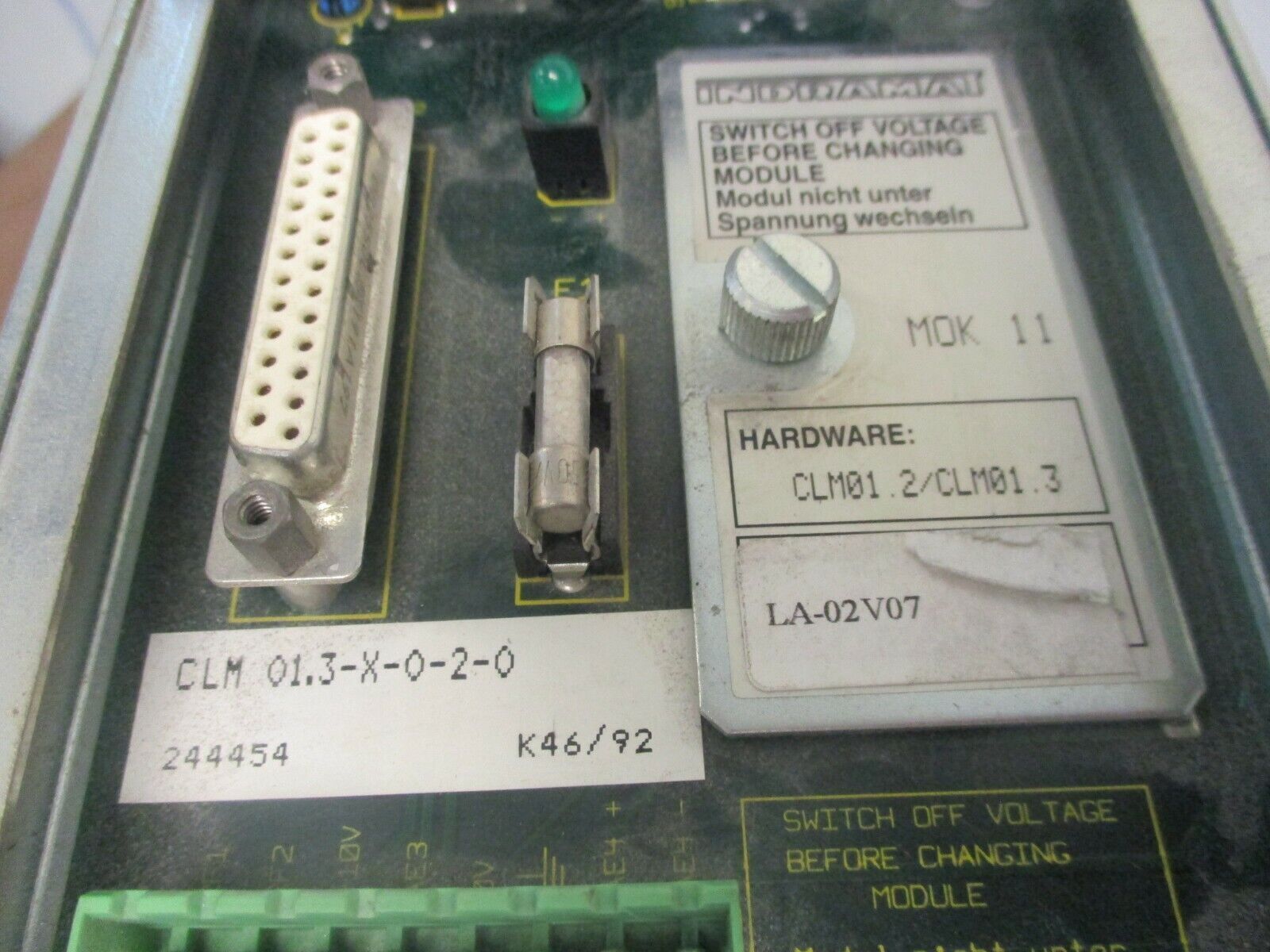 Intramat CLM Servo Controller CLM 01.3-X-0-2-0 Used **Bent Grates**