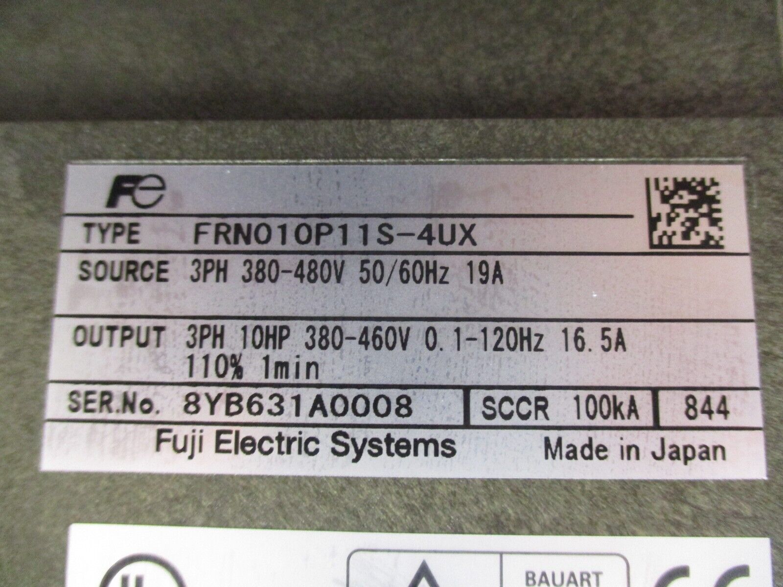 Fuji Electric Frenic 5000P11 AC Drive FRN010P11S-4UX 10HP 3Ph w/ Keypad Used