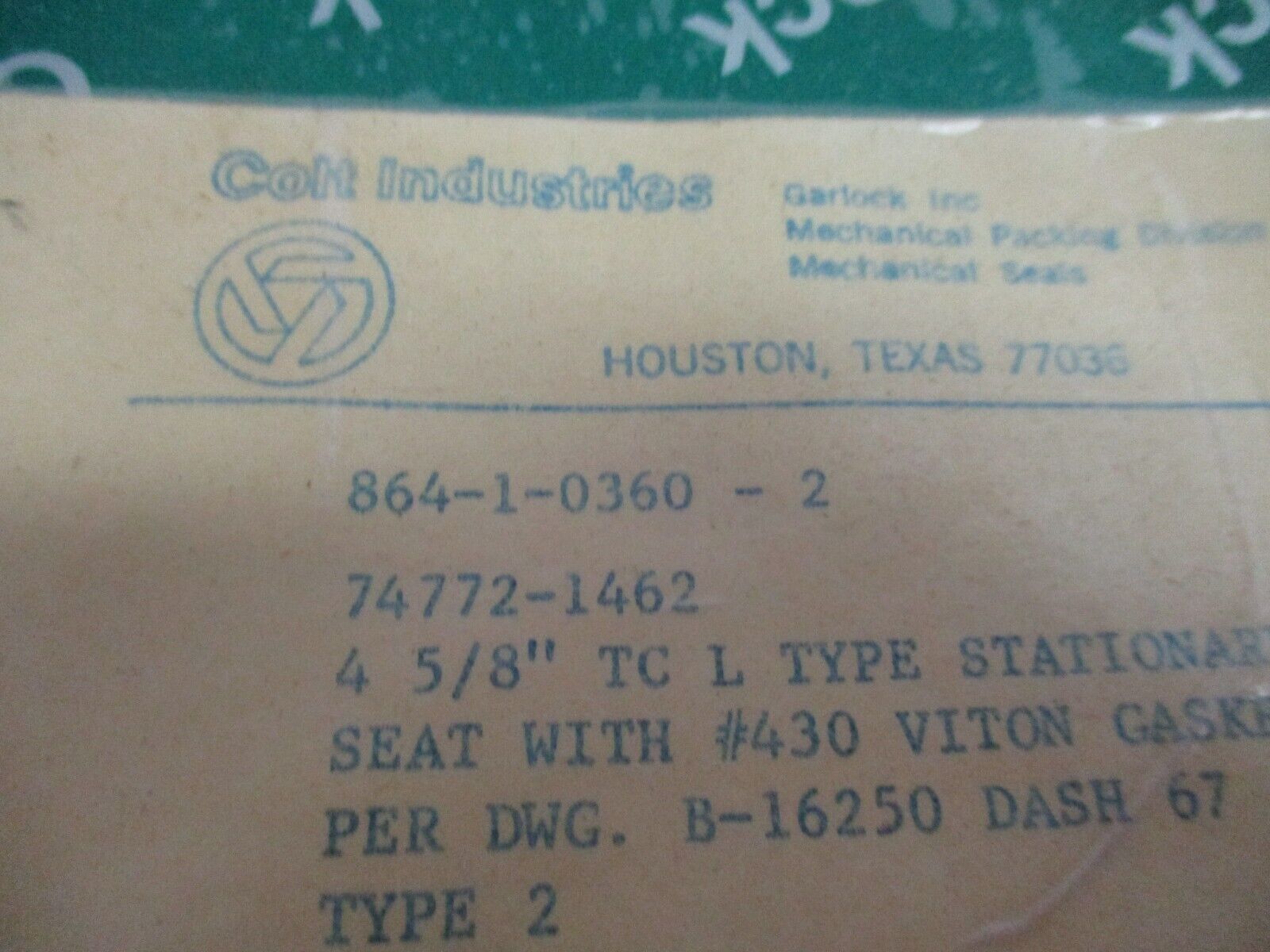 Garlock Stationary Seat w/ Gasket 864-1-0360-2 4 5/8" New Surplus