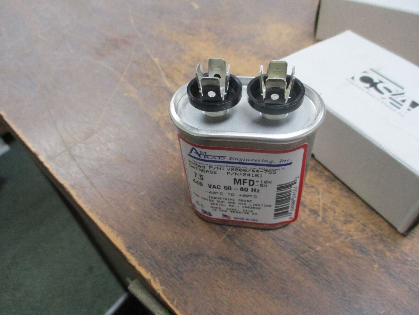 AmRad Run Capacitor V2000/44-755 7.5MFD 440V 50-60Hz *Lot of 2* New Surplus