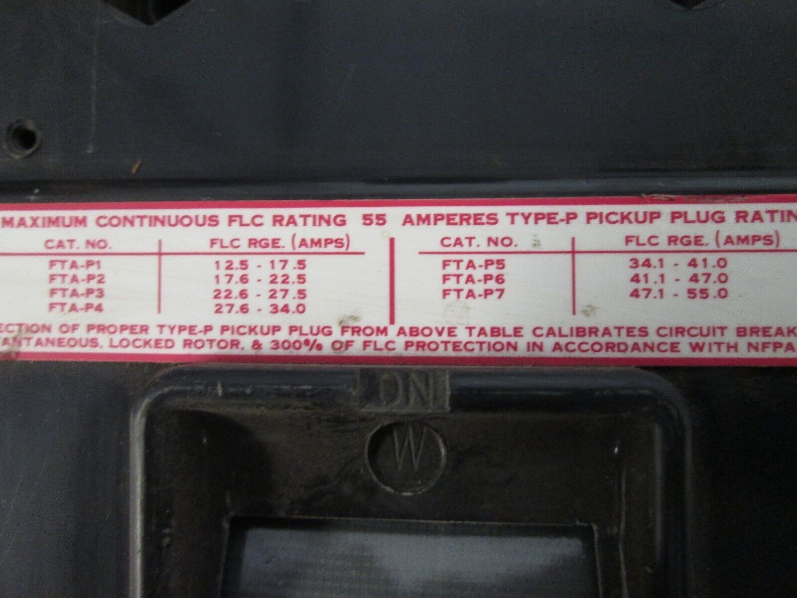 Firetrol Firepump Breaker FTA-801 FTA-P7 Trip Unit 55A Used