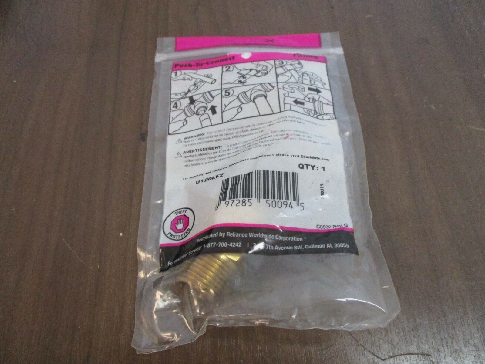 Sharkbite Push-to-Connect Fitting U120LFZ Male Adapter 1/2"x1/2" MNPT *Lot of 2*