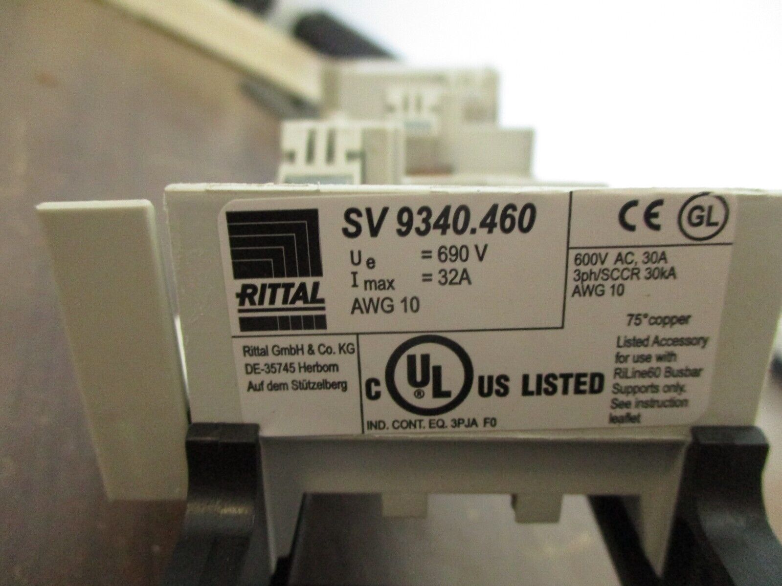 Rittal OM Adapter SV 9340.460 30A 600V Used