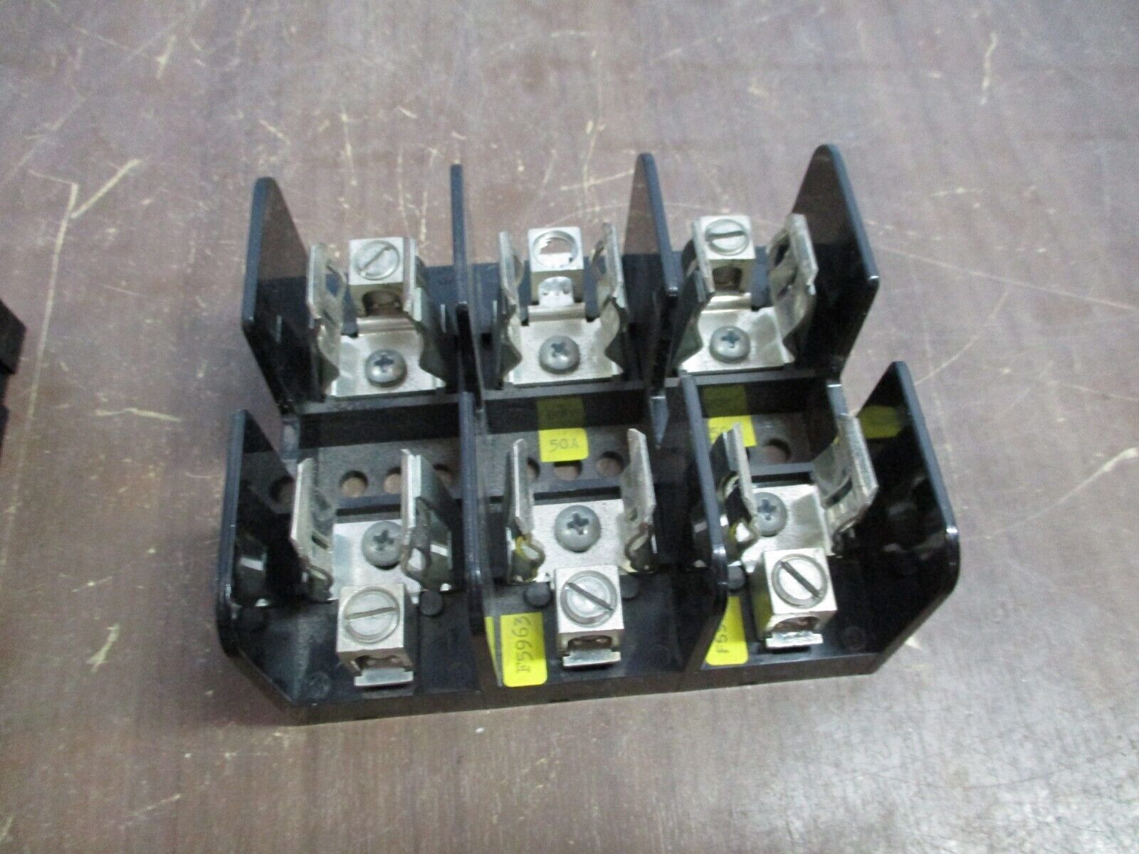 Gould Shawmut Fuse Block 60608J 60A 600V 3P *Lot of 2* *Missing (1) Lug* Used