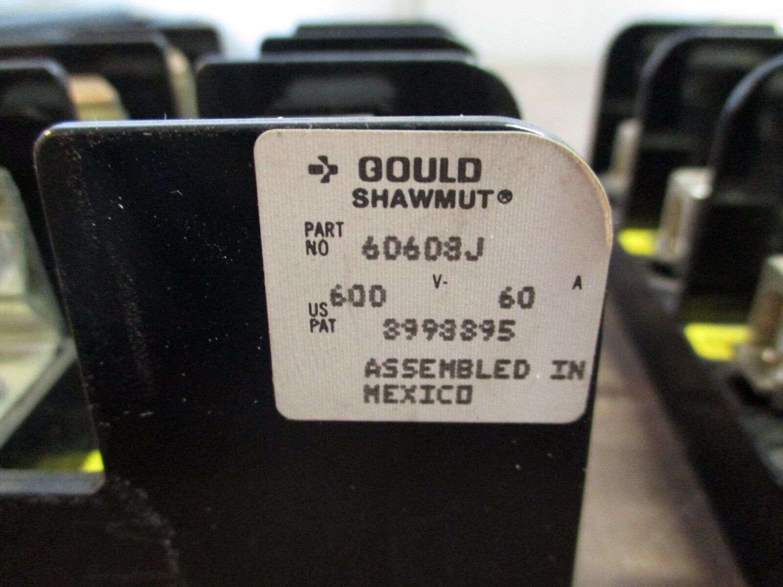 Gould Shawmut Fuse Block 60608J 60A 600V 3P *Lot of 2* *Missing (1) Lug* Used
