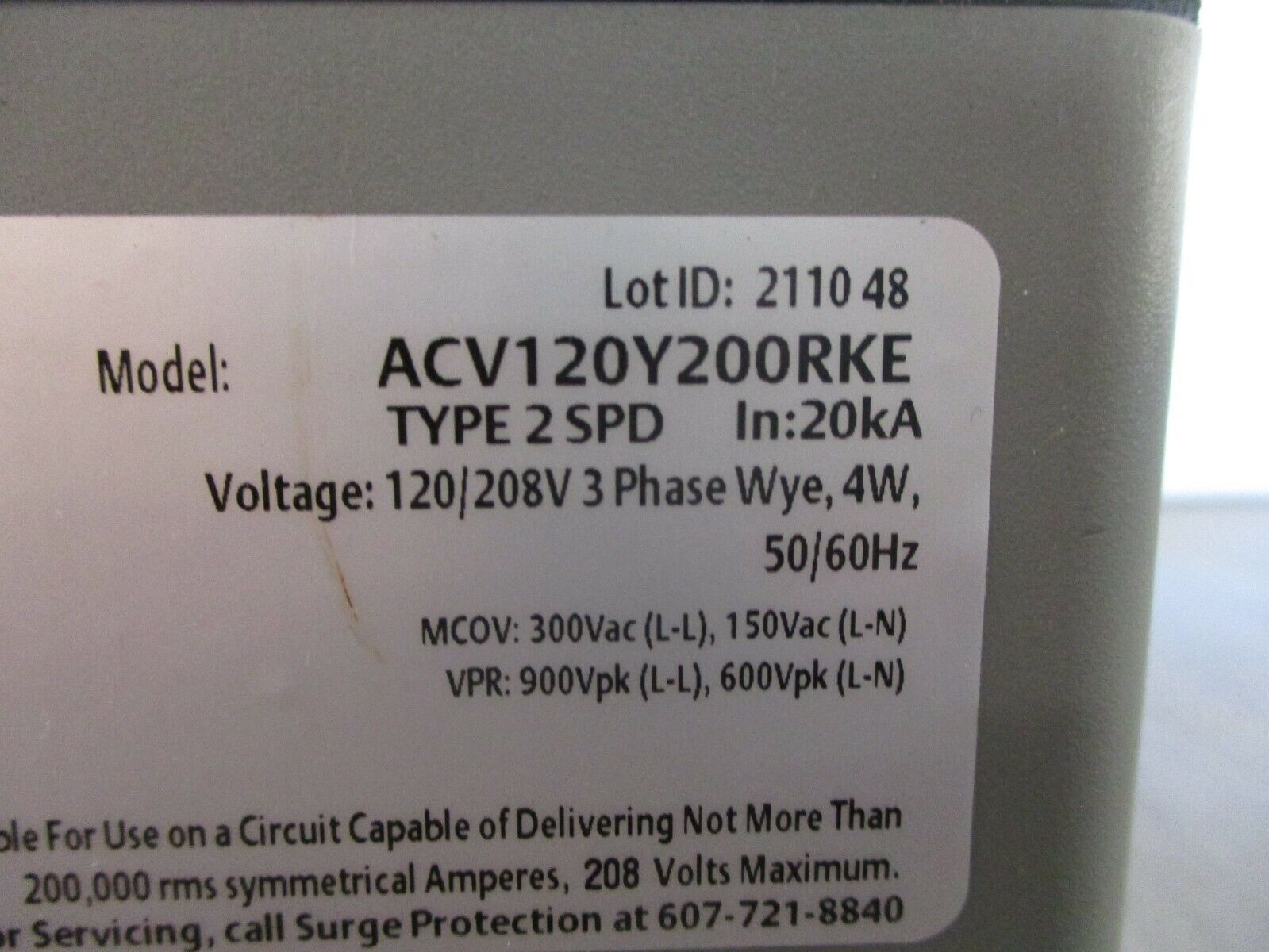 Emerson Liebert ACV Surge Suppressor ACV120Y200RKE 20kA 120/208V 3Ph 4W 50/60Hz