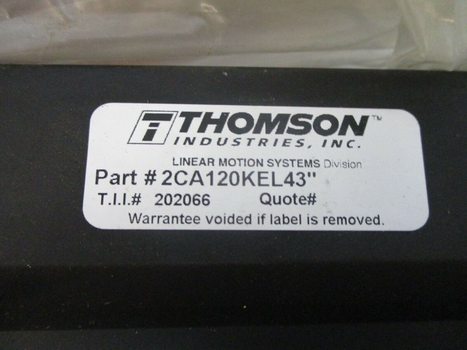 Thomson Quickslide Linear Motion System 2CA120KEL43" Length: 43" Used