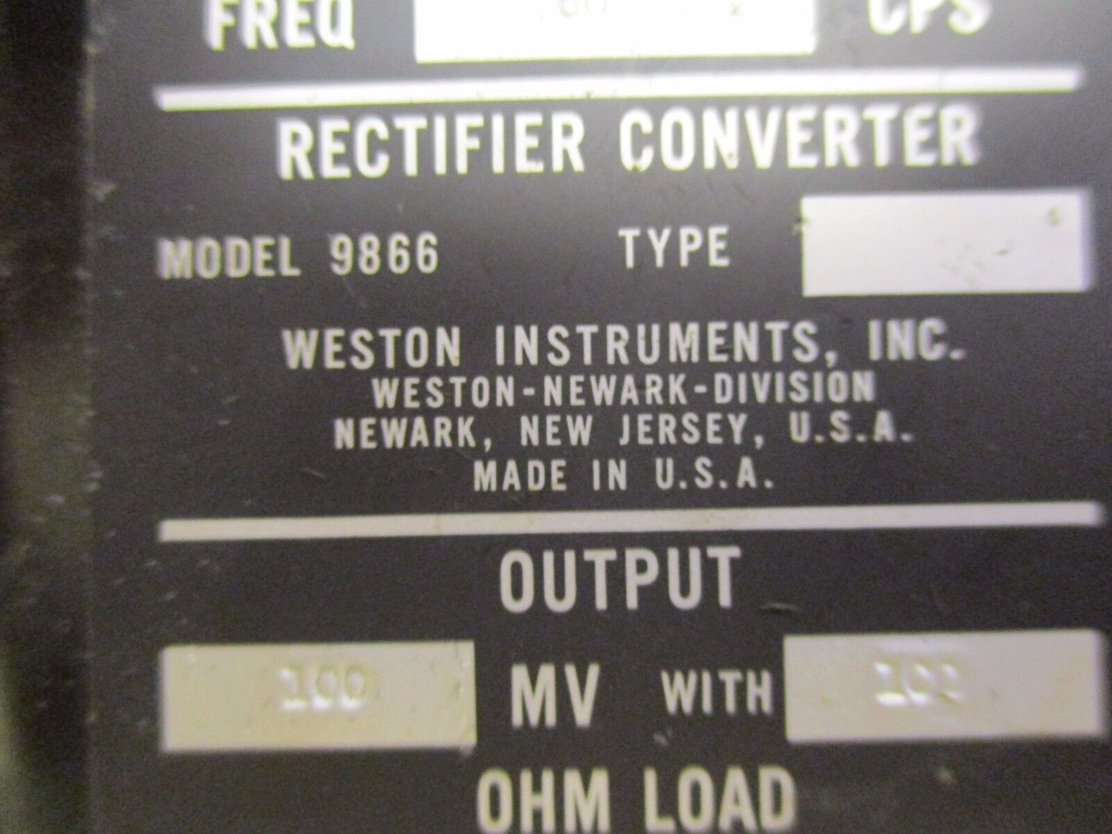 Weston Rectifier Converter 9866 Range: 5A 60Hz Output: 500mV Used