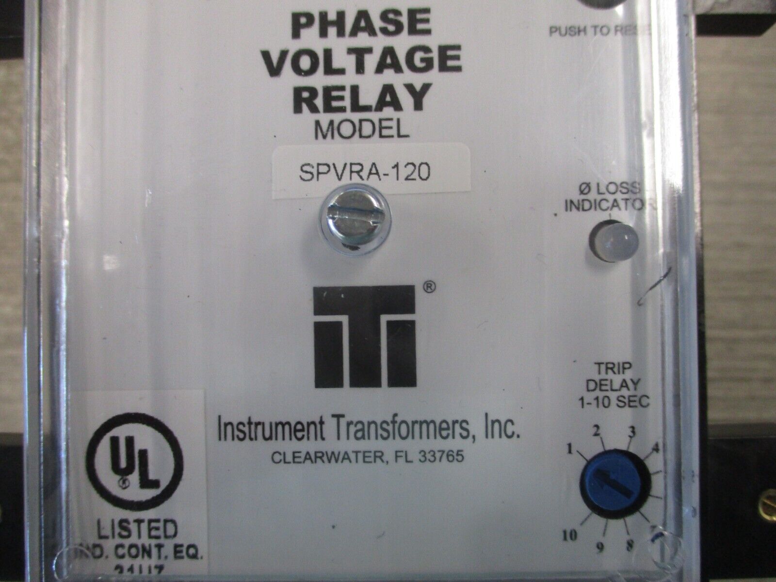 Instrument Transformers Phase Voltage Relay SPVRA-120 120V 3Ph 60Hz Used