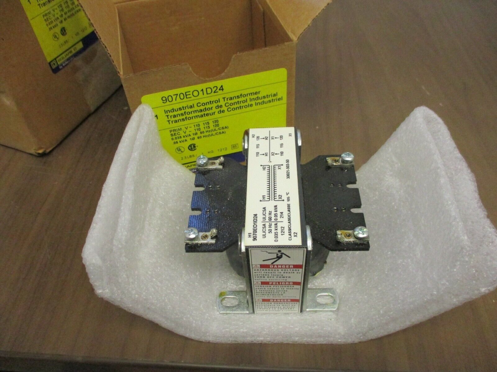Square D Control Transformer 9070EO1D24 0.05kVA Pri:110/115/120V 1Ph New Surplus