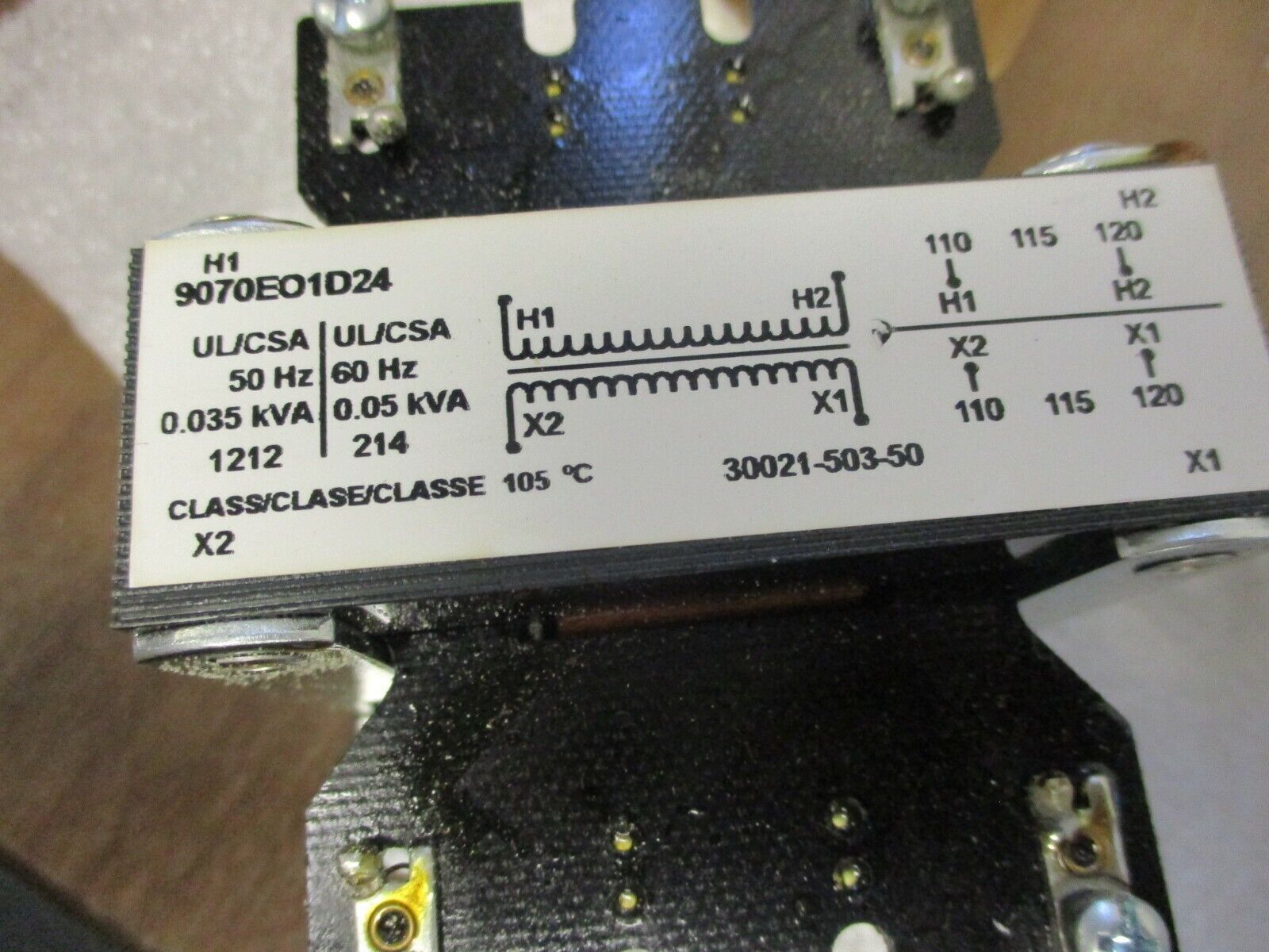 Square D Control Transformer 9070EO1D24 0.05kVA Pri:110/115/120V 1Ph New Surplus