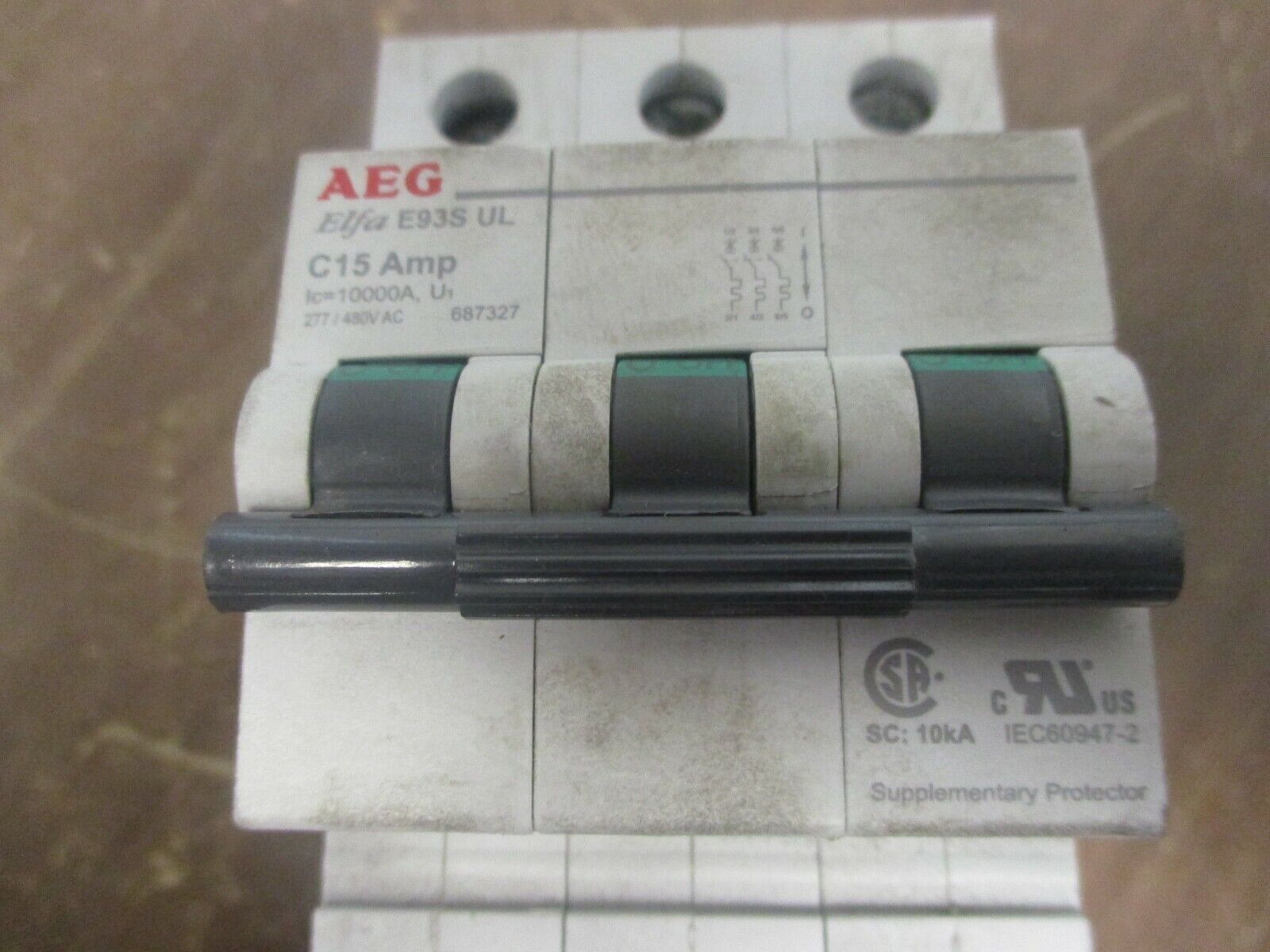 AEG Elfa Circuit Breaker E93S UL C15 15A 277/480V 3P Used