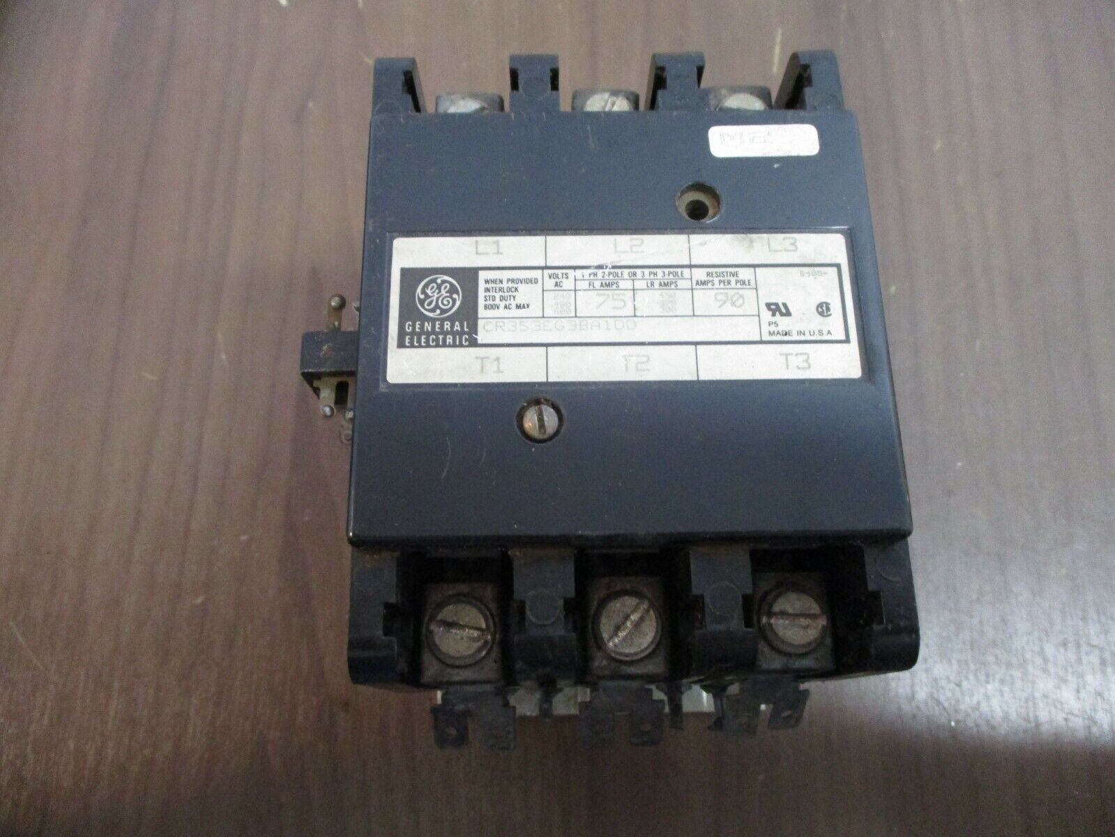 GE Contactor CR353EG3BA1DD 115-120V Coil 75A 600V *Missing (1) Screw* Used