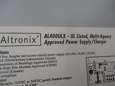 Altronix Power Supply / Charger AL400ULX 12/24VDC Used