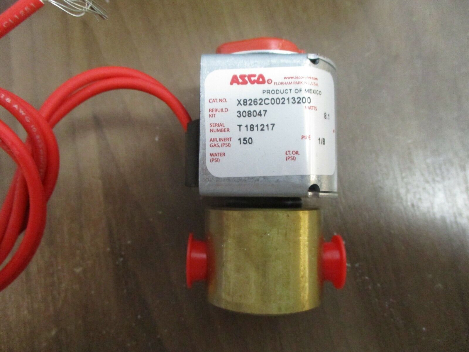 Asco Red Hat Solenoid Valve X8262C00213200 110/120V 50/60Hz New Surplus