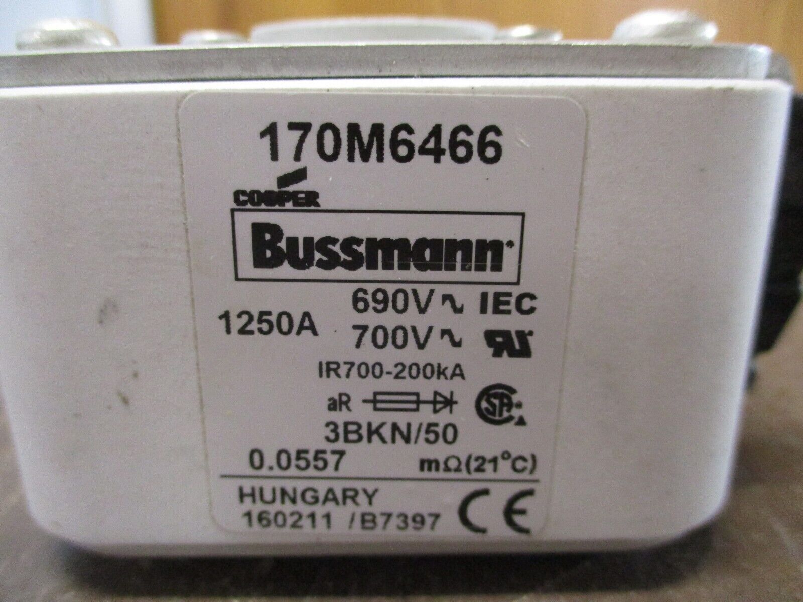 Cooper Bussmann Fuse 170M6466 1250A 690/700V Used