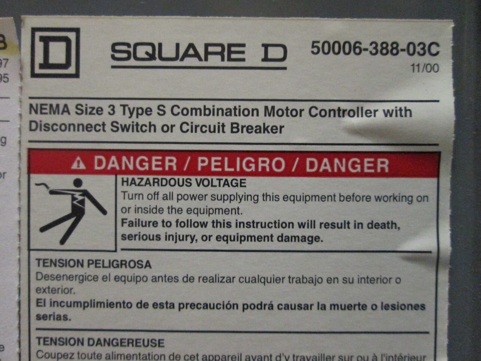 Square D Breaker Combination Size 3 FAL360901212 120V Coil New Surplus