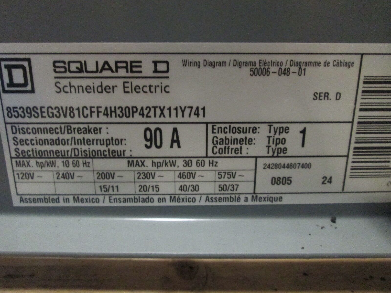 Square D Breaker Combination Size 3 FAL360901212 120V Coil New Surplus