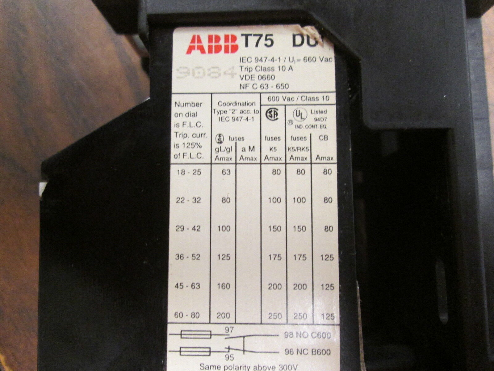 ABB Solid State Overload T75 DU Trip: 45-63A Used