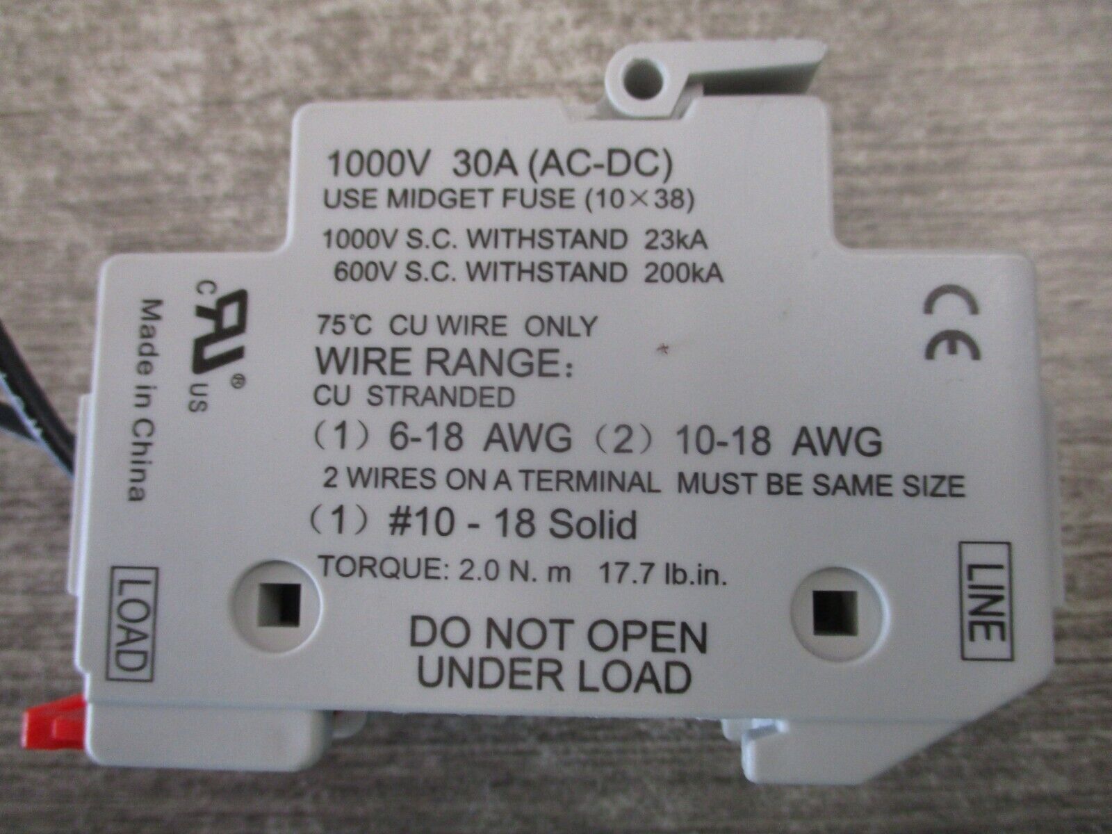 Marathon Fuseholder 6SM30A C 30A 1000V 1P *Lot of 2* Used