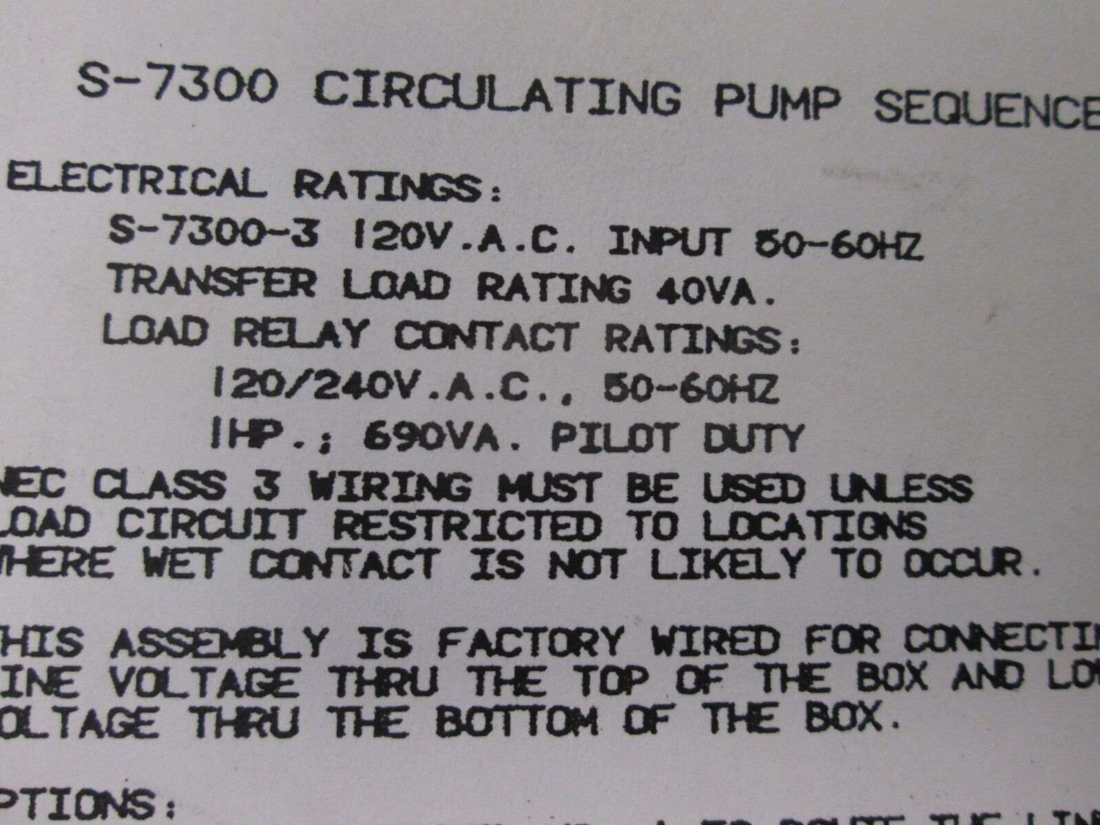 Johnson Controls Circulating Pump Sequencer S-7300-3 120VAC Used