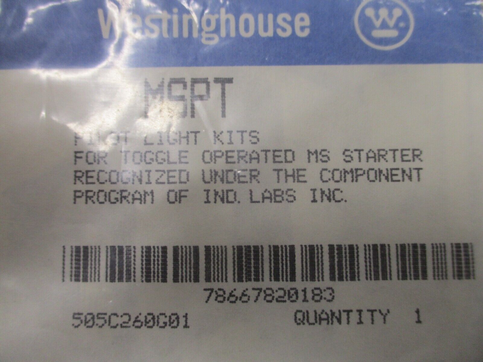 Westinghouse MSPT Pilot Light Kit 505C260G01 New Surplus