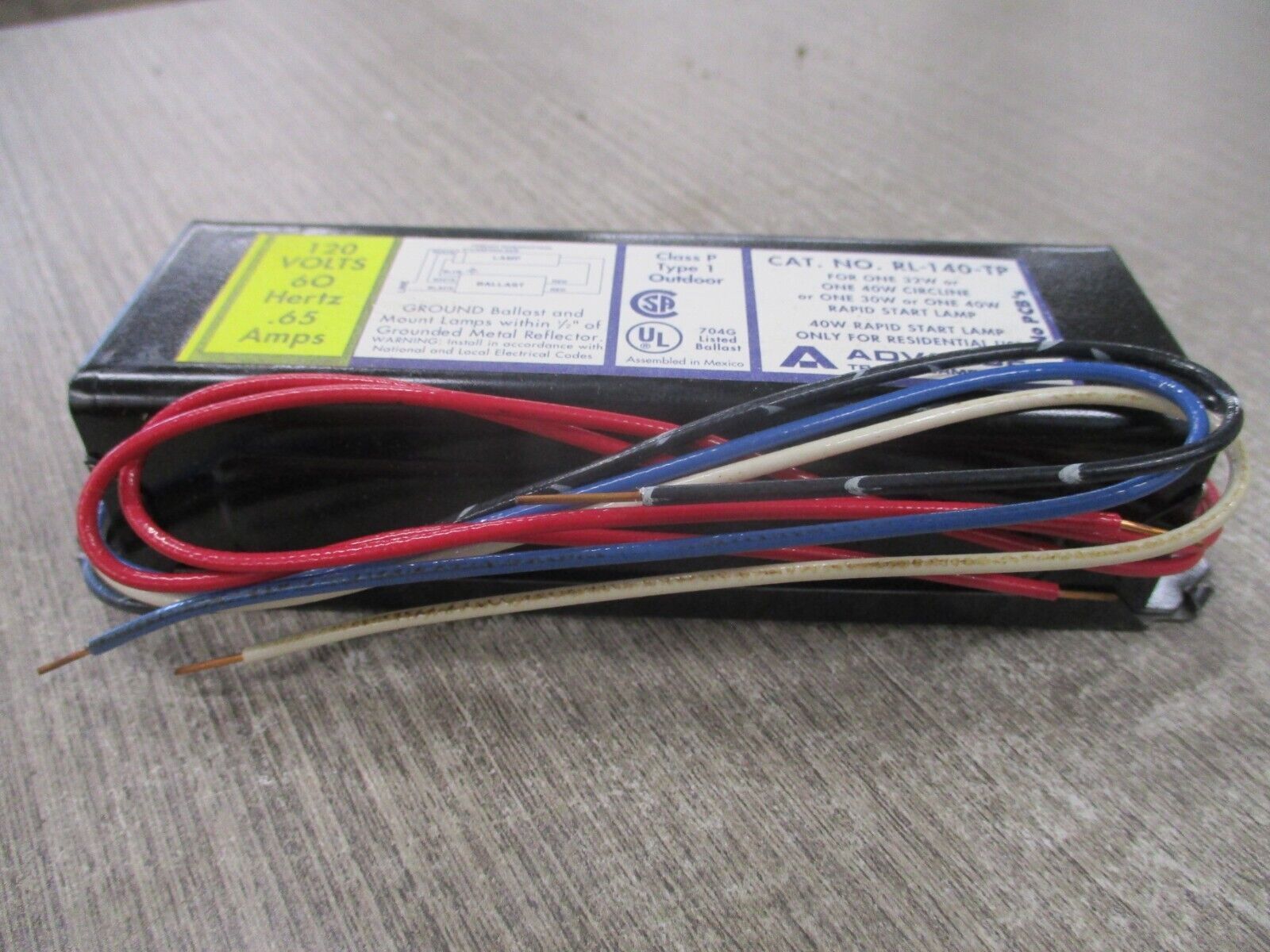 Advance Ballast RL-140-TP 5X788 120V 60Hz New Surplus